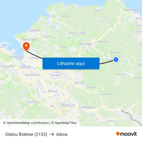 Olatxu Bidetxe (2153) to Aiboa map