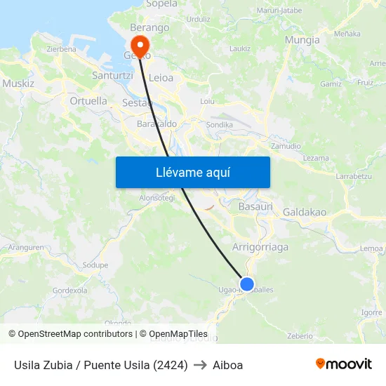 Usila Zubia / Puente Usila (2424) to Aiboa map