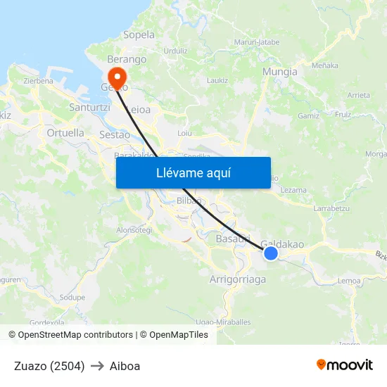 Zuazo (2504) to Aiboa map