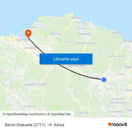 Berriz-Olakueta (2711) to Aiboa map