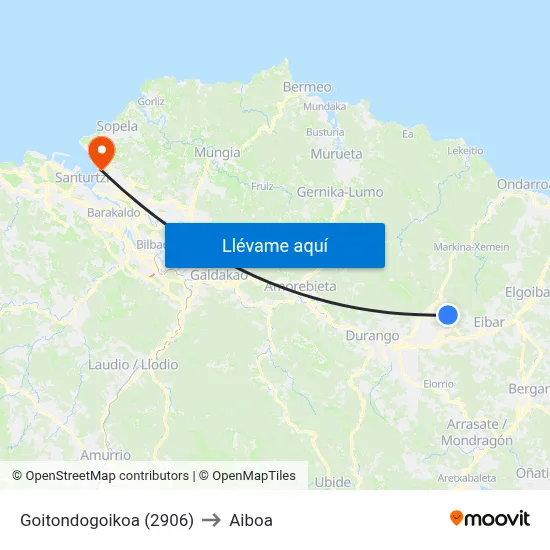 Goitondogoikoa (2906) to Aiboa map