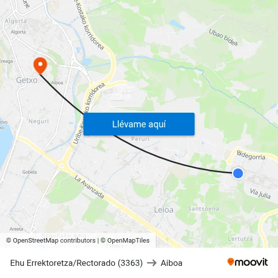 Ehu Errektoretza/Rectorado (3363) to Aiboa map