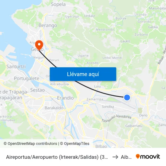 Aireportua/Aeropuerto (Irteerak/Salidas) (3372) to Aiboa map
