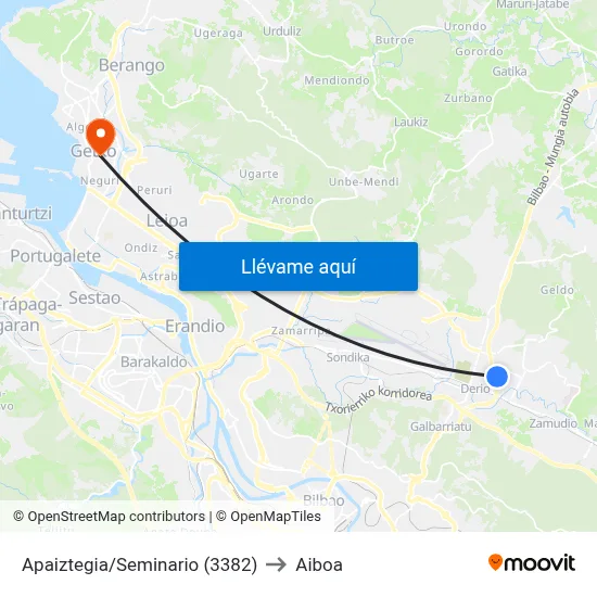Apaiztegia/Seminario (3382) to Aiboa map