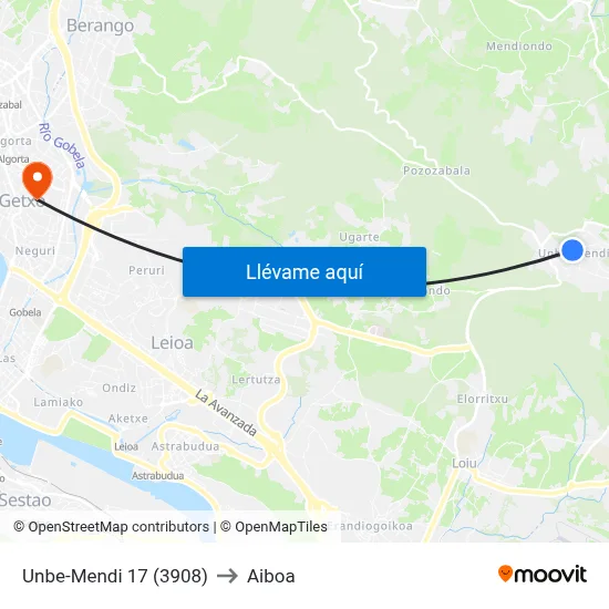 Unbe-Mendi  17 (3908) to Aiboa map