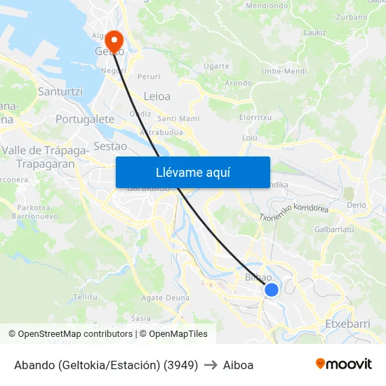 Abando (Geltokia/Estación) (3949) to Aiboa map