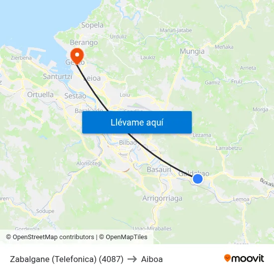 Zabalgane (Telefonica) (4087) to Aiboa map
