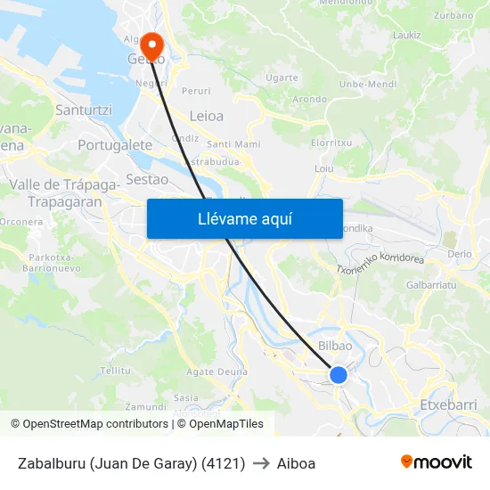 Zabalburu (Juan De Garay) (4121) to Aiboa map