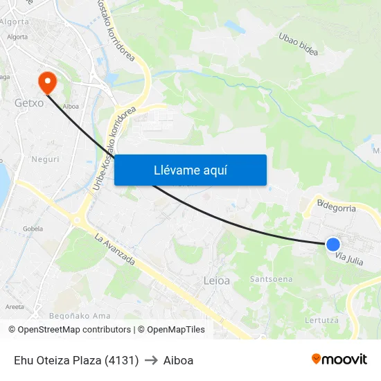 Ehu Oteiza Plaza (4131) to Aiboa map