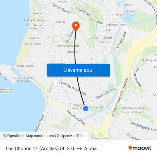 Los Chopos 11 (Ardillas) (4137) to Aiboa map
