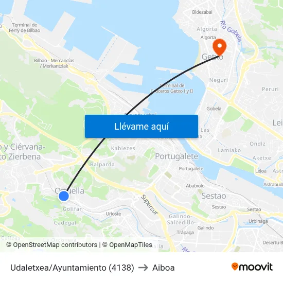 Udaletxea/Ayuntamiento (4138) to Aiboa map