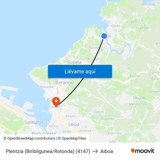 Plentzia (Biribilgunea/Rotonda) (4147) to Aiboa map