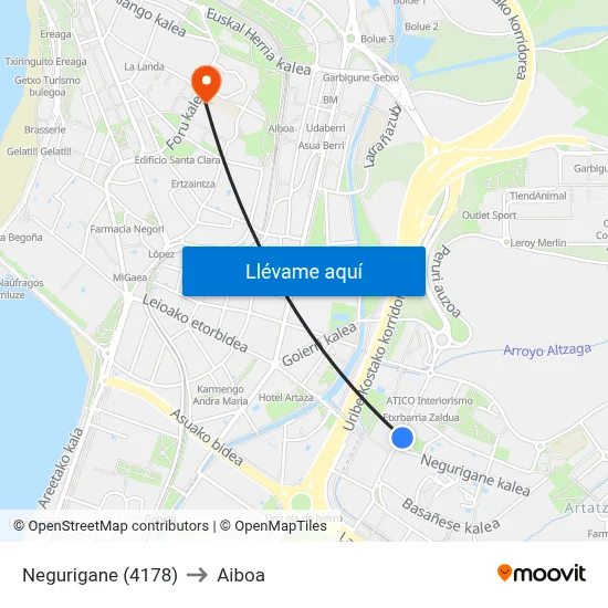 Negurigane (4178) to Aiboa map