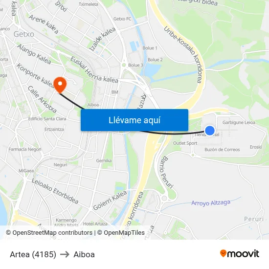 Artea (4185) to Aiboa map