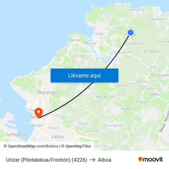 Urizar (Pilotalekua/Frontón) (4226) to Aiboa map