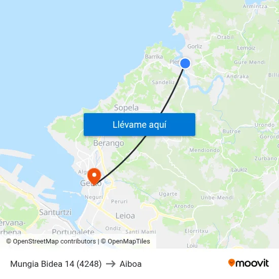 Mungia Bidea 14 (4248) to Aiboa map