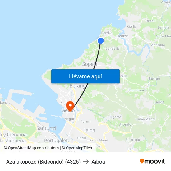 Azalakopozo (Bideondo) (4326) to Aiboa map
