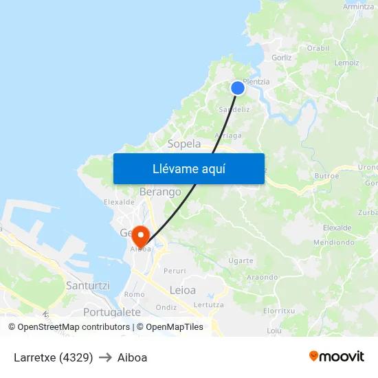 Larretxe (4329) to Aiboa map