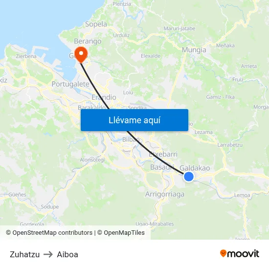 Zuhatzu to Aiboa map