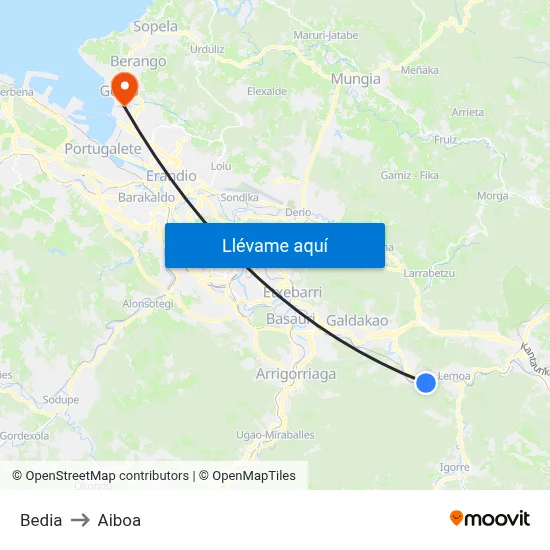 Bedia to Aiboa map