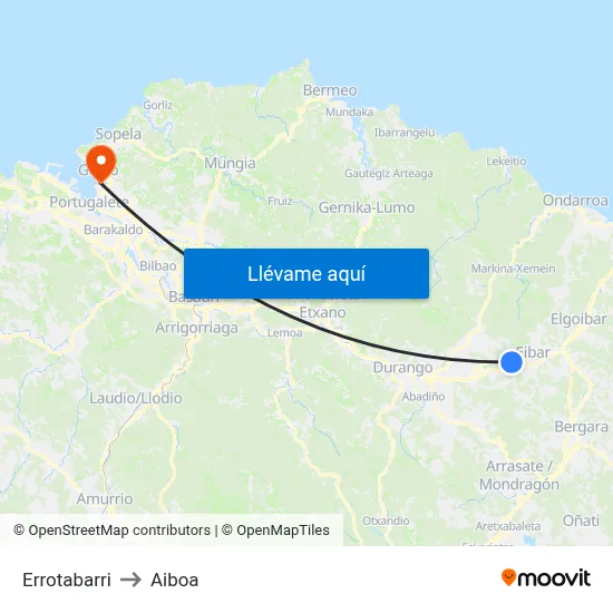 Errotabarri to Aiboa map