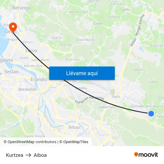 Kurtzea to Aiboa map