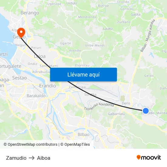 Zamudio to Aiboa map