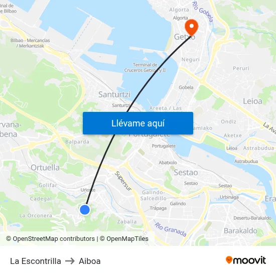 La Escontrilla to Aiboa map