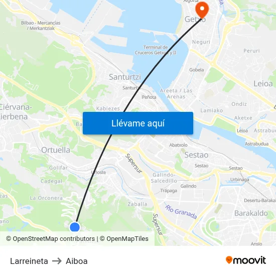 Larreineta to Aiboa map