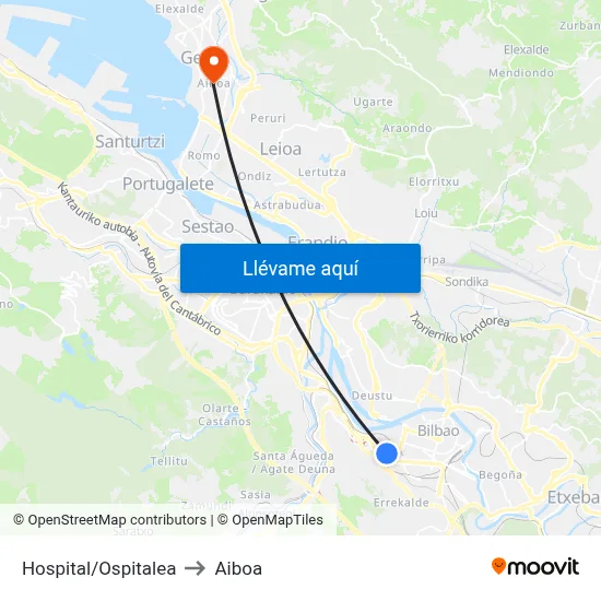Hospital/Ospitalea to Aiboa map