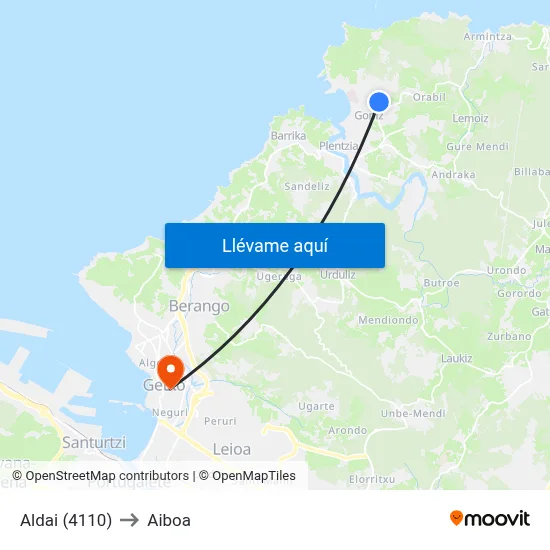 Aldai (4110) to Aiboa map