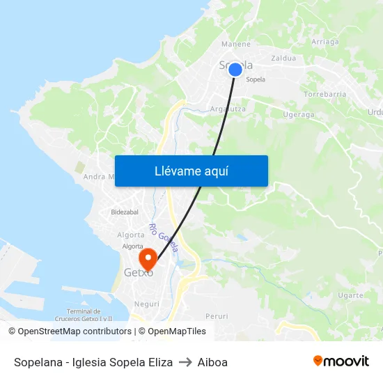 Sopelana - Iglesia Sopela Eliza to Aiboa map