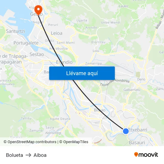 Bolueta to Aiboa map