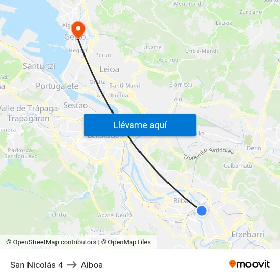 San Nicolás 4 to Aiboa map