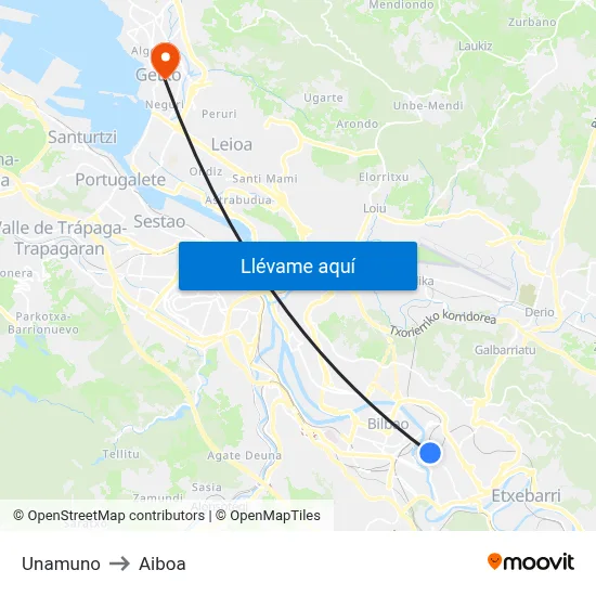 Unamuno to Aiboa map