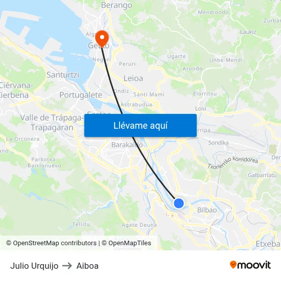 Julio Urquijo to Aiboa map