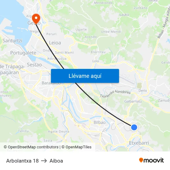 Arbolantxa 18 to Aiboa map