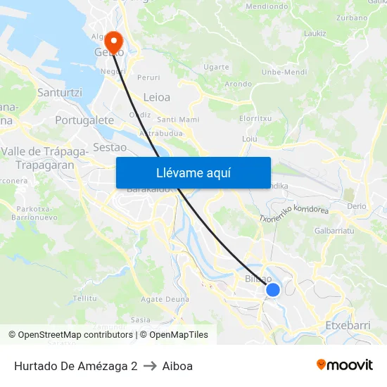 Hurtado De Amézaga 2 to Aiboa map