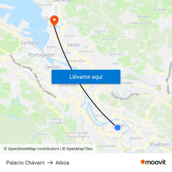 Palacio Chávarri to Aiboa map