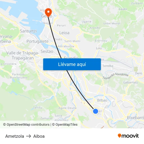 Ametzola to Aiboa map