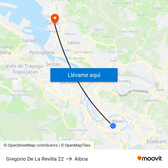 Gregorio De La Revilla 22 to Aiboa map