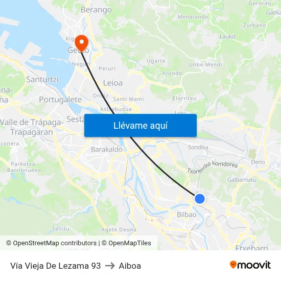 Vía Vieja De Lezama 93 to Aiboa map