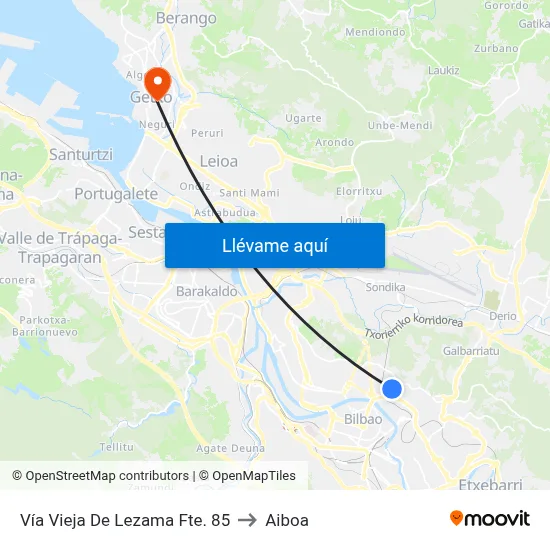 Vía Vieja De Lezama Fte. 85 to Aiboa map