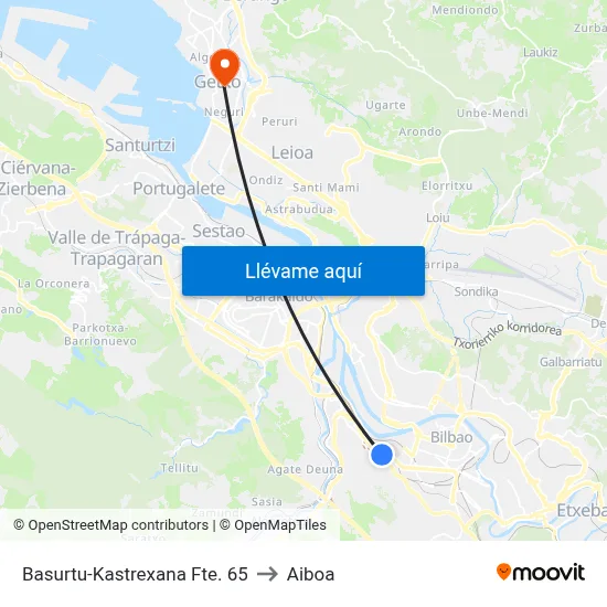 Basurtu-Kastrexana Fte. 65 to Aiboa map