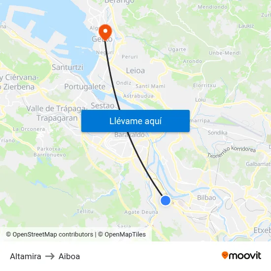 Altamira to Aiboa map