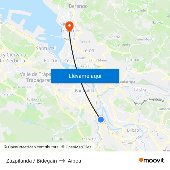 Zazpilanda / Bidegain to Aiboa map