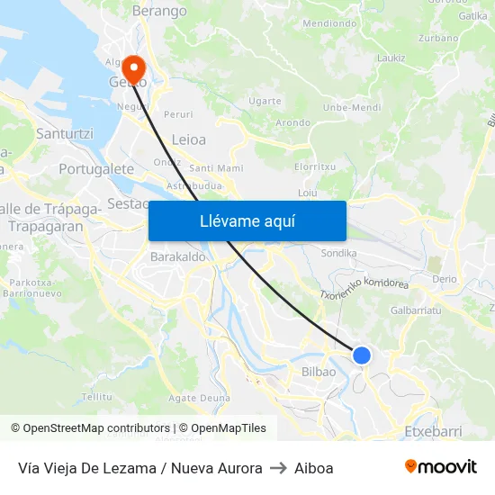 Vía Vieja De Lezama /  Nueva Aurora to Aiboa map