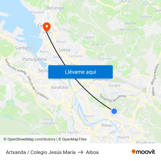 Artxanda / Colegio Jesús María to Aiboa map