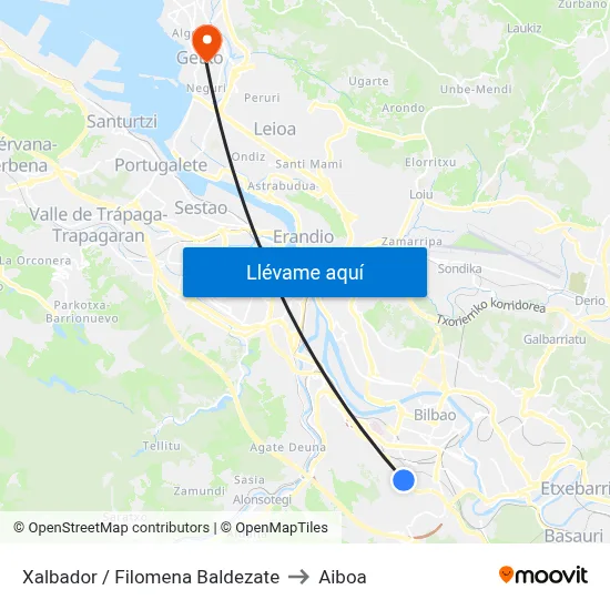 Xalbador / Filomena Baldezate to Aiboa map