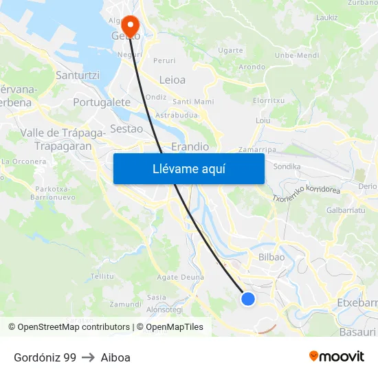 Gordóniz 99 to Aiboa map